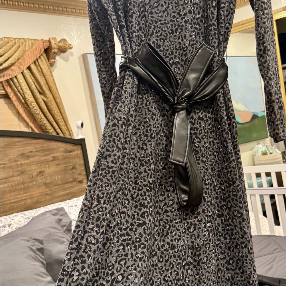 Elegant Black Leopard Print Dress